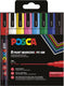Posca paintmarker pc-3m - 1.8 - 2.5 mm - uni mitsubishi pencil - etui van 8 stuks in geassorteerde basiskleuren