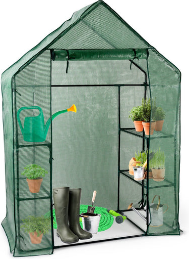 Kinzo broeikas kweekkas 143 x 73 x 195 cm - tuinkas met 6 verdiepingen - compacte broeikast voor groenten en planten kweken - transparant en groen