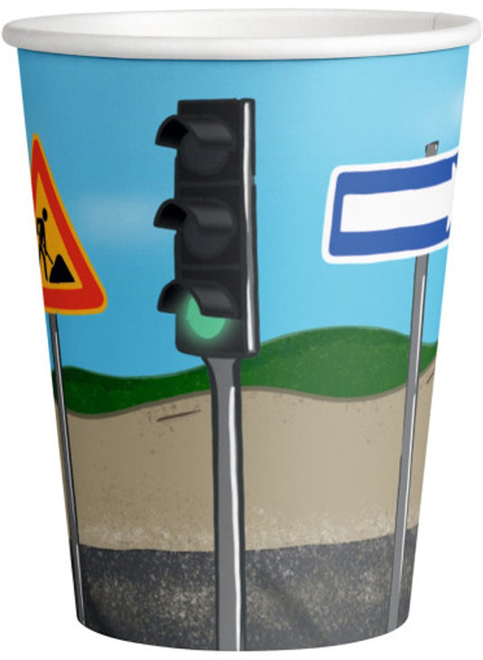 Construction sand bekers - 250 ml - papieren beker - 8 stuks - feestservies - voor verjaardagen en feestjes