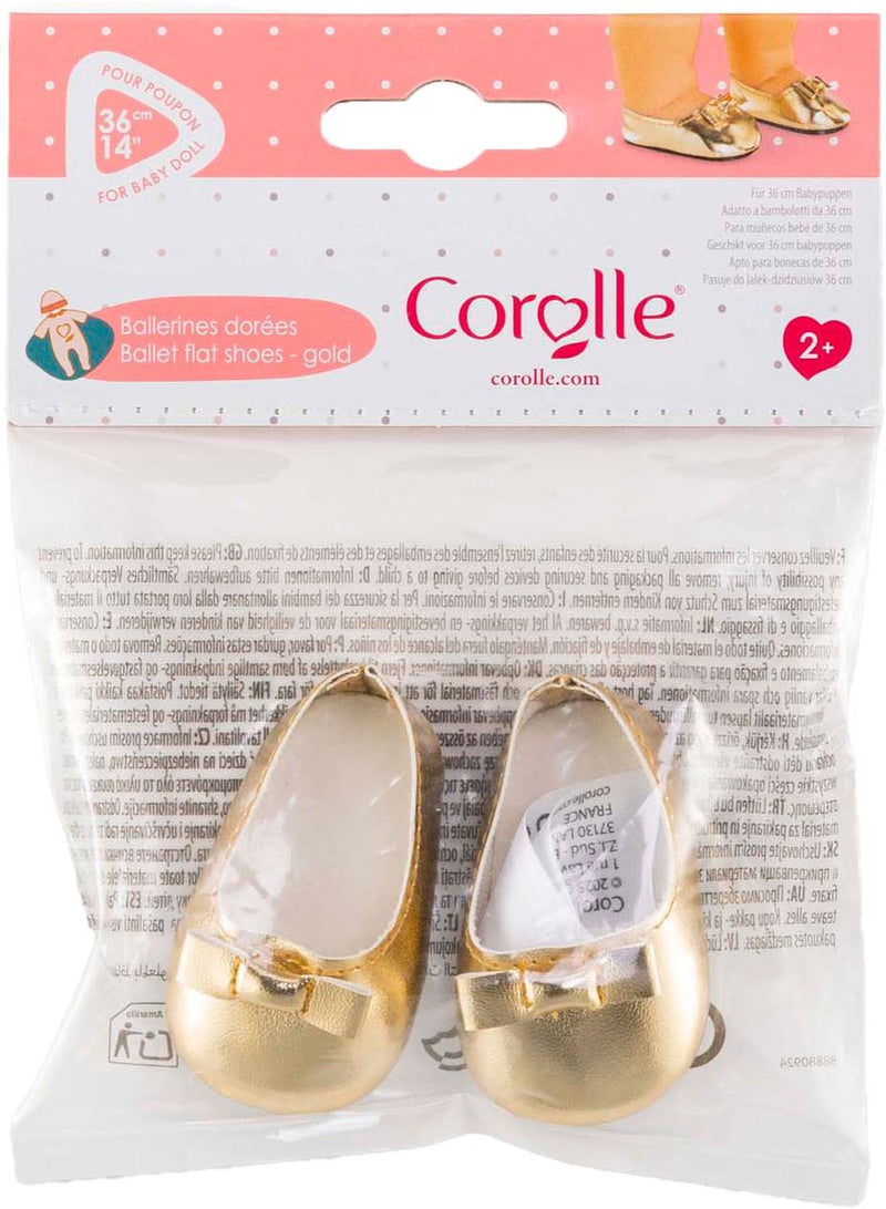 Load image into Gallery viewer, Corolle babypop gouden ballerina schoenen - poppenaccessoire 36cm.
