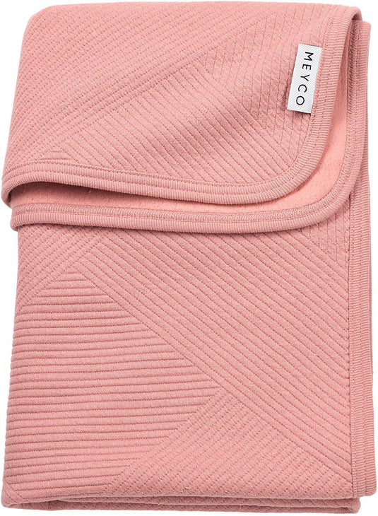 Meyco baby jacquard wiegdeken - flannel - rose - 75x100cm - 1.0 tog
