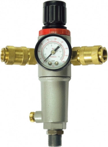 Stanley drukregelaar met manometer 152172xstn - filter, drukregelaar en manometer - max. 10bar - aflezen in bar psi - 3 4 m + 2 snelkoppelingen
