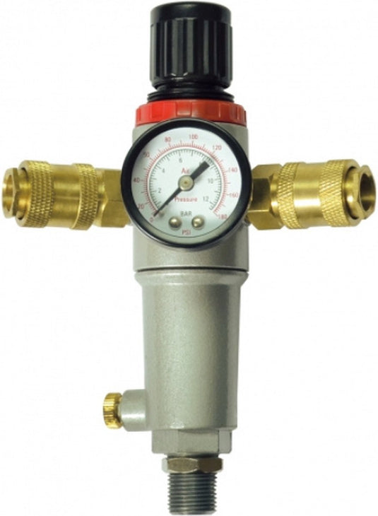 Stanley drukregelaar met manometer 152172xstn - filter, drukregelaar en manometer - max. 10bar - aflezen in bar psi - 3 4 m + 2 snelkoppelingen