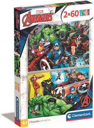 Clementoni - puzzel - 2x60 stukjes - marvel avengers - puzzel voor kinderen - vanaf 5 jaar