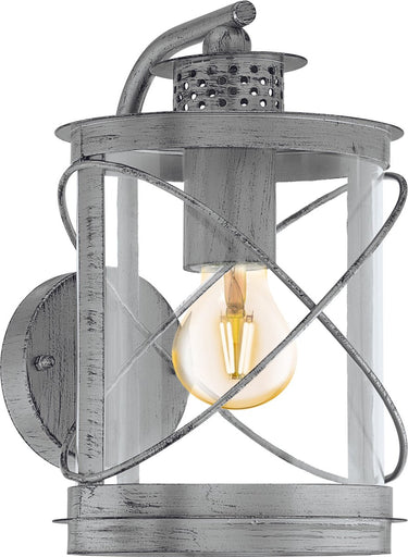 Eglo hilburn 1 wandlamp buiten - e27 - 28 cm - zilver antiek