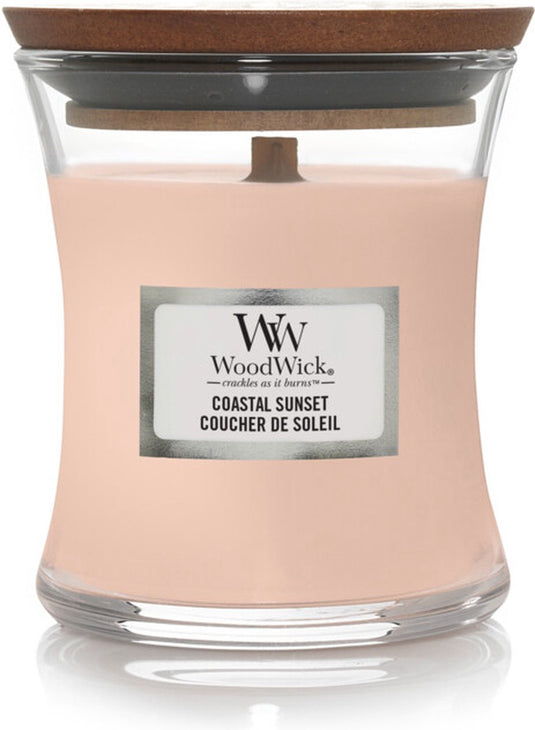 Woodwick geurkaars mini candle - coastal sunset - 20 branduren - 85gr - 8 cm ø 7 cm