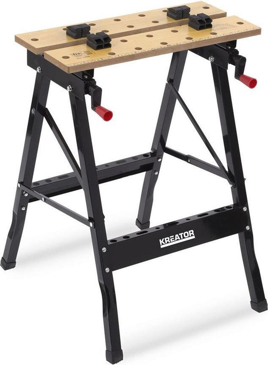 Kreator krt672001 werkbank - verstelbare werkbreedte - opvouwbaar - tot 100 kg - mdf werkplaat