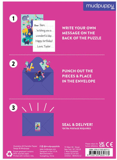 Mudpuppy puzzel - cat party - wenskaart 13x18cm - 12 stukken - 3 jaar