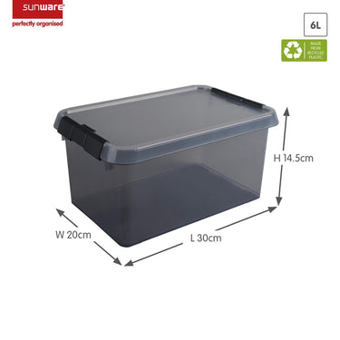Sunware comfort line opbergbox 6l met deksel transparant grijs
