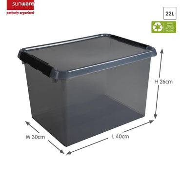 Sunware comfort line opbergbox 22l met deksel transparant grijs