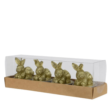 Decoris theelicht konijn set a 4 paraffine ã˜3.8cm x h.6cm goud