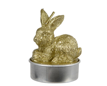Decoris theelicht konijn set a 4 paraffine ã˜3.8cm x h.6cm goud