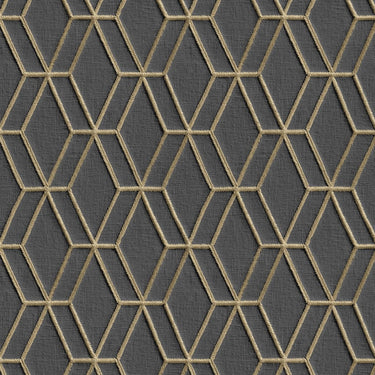 Dutch wallcoverings behang hexagonal zwart en goudkleurig