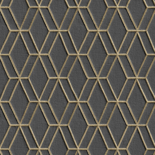 Dutch wallcoverings behang hexagonal zwart en goudkleurig