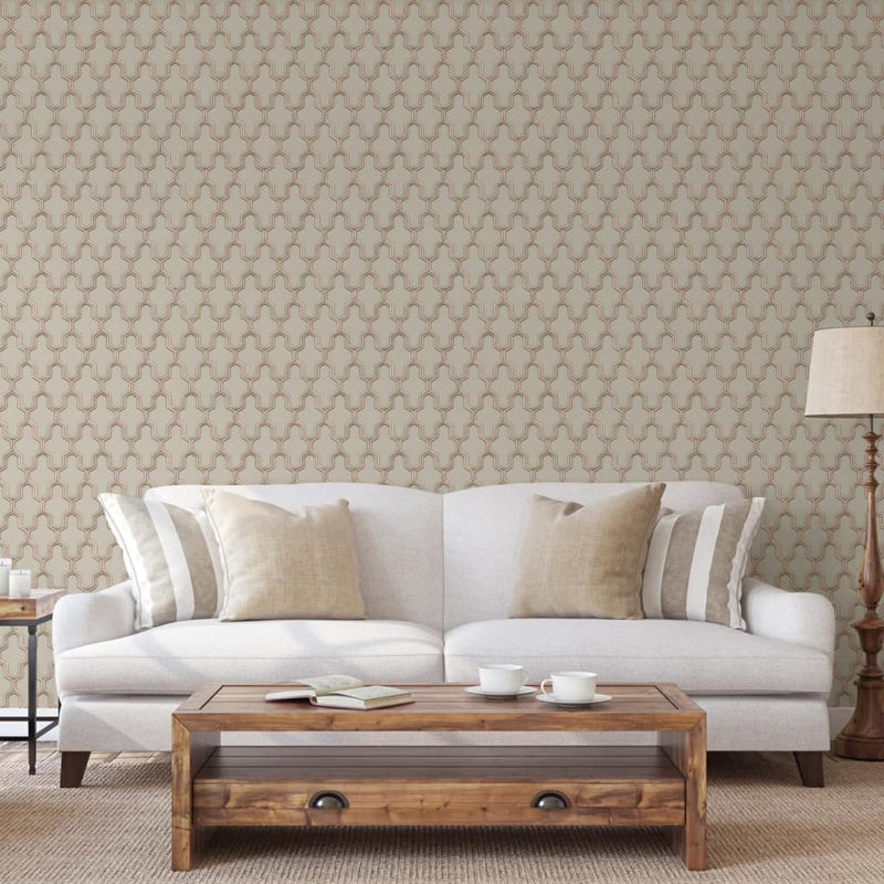 Load image into Gallery viewer, Dutch wallcoverings behang geometric goudkleurig en groen
