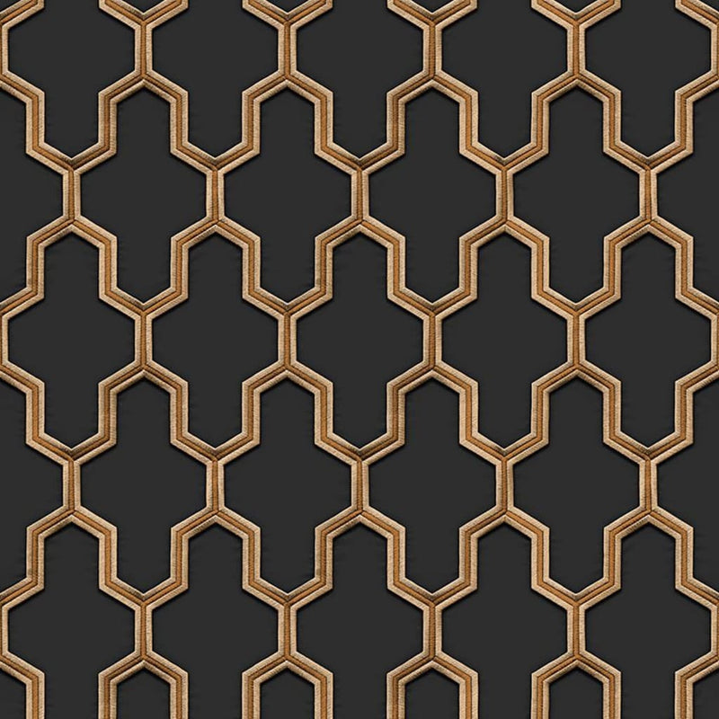 Load image into Gallery viewer, Dutch wallcoverings behang geometric zwart en goudkleurig

