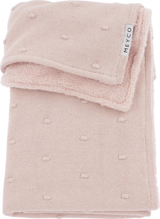 Meyco baby mini knots teddy ledikant deken - soft pink - 100x150cm - 2.0 tog
