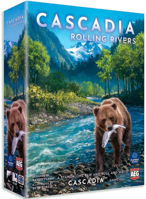 Alderac entertainment group cascadia rolling rivers - dobbelspel - flip-roll-and-write spel - gezelschapsspel - engels