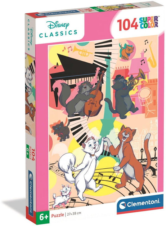 Clementoni - puzzel - 104 stukjes - aristocats - kinderpuzzel - vanaf 6 jaar