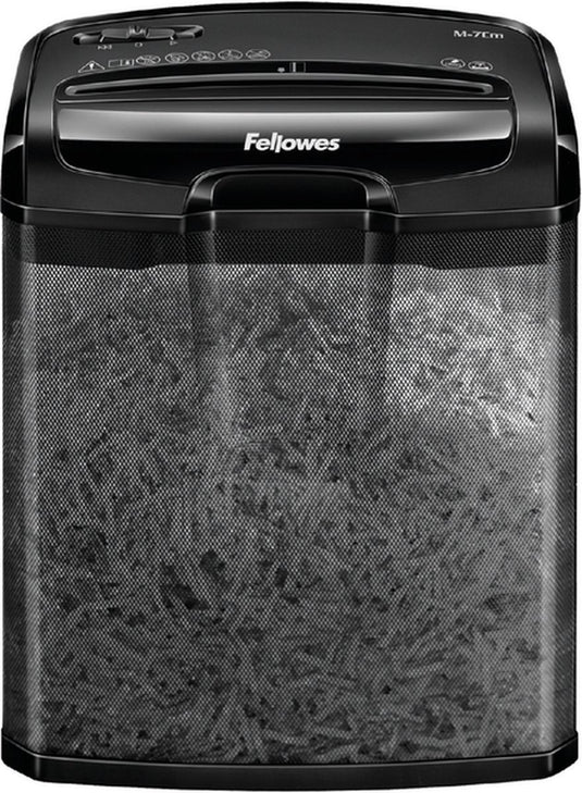 Fellowes papierversnipperaar m-7cm - snippers p4 - 7 vel - zwart