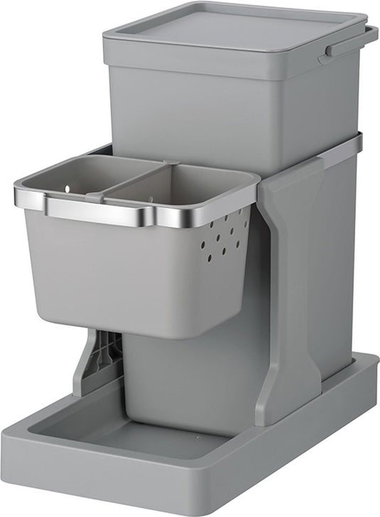 Eko - deco inbouwafvalemmer 20+4 liter - plastic stainless steel - grijs - prullenbak
