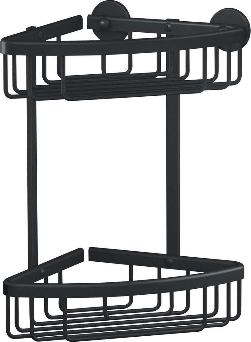 Load image into Gallery viewer, Tesa doucherek aluxx black 2-niveaus matzwart badkamer zelfklevend zonder boren – 163x260x170mm
