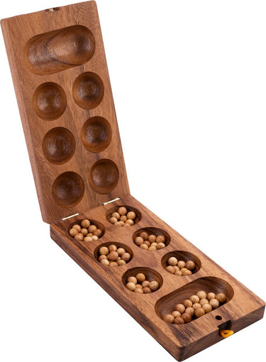Longfield awalé - maat large – houten afrikaans strategiespel – mancala bordspel voor 2 spelers – ecologisch acaciahout – engelhart
