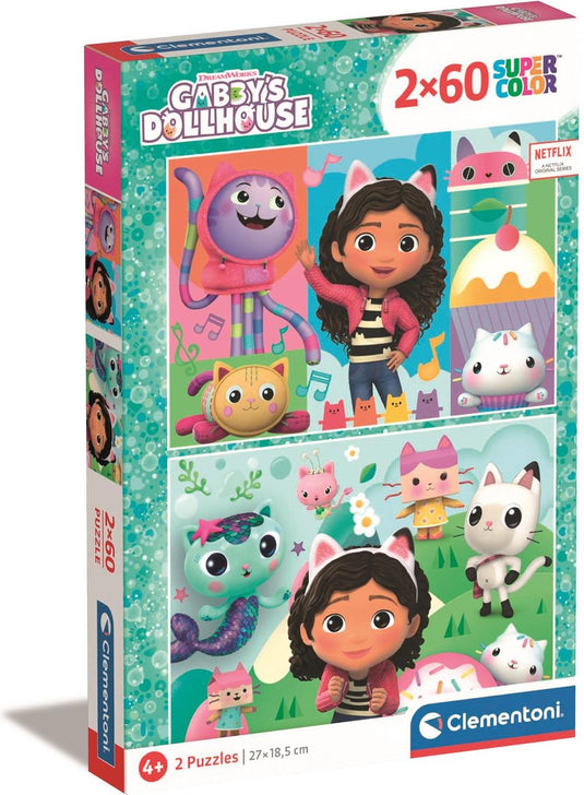 Clementoni - puzzel - 2x60 stukjes - gabby's dollhouse - puzzels voor kinderen - vanaf 4 jaar