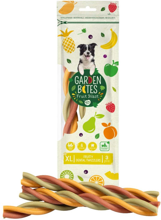 Garden bites duvoplus - fruity dental twizzlers hondensnacks - hondensnoepjes - vegetarisch glutenvrij - extra large 3st