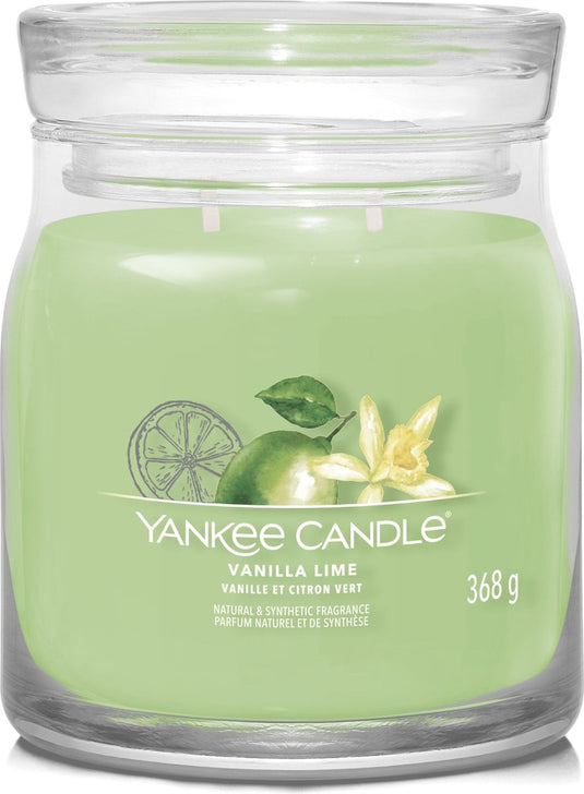 Yankee candle - vanilla lime medium geurkaars - 50 branduren - 2 lonten