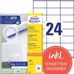 Avery etiketten zweckform 3475 universeel 70x36mm