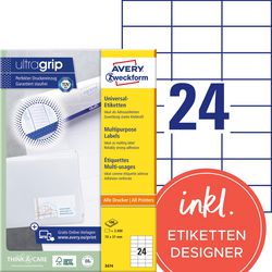 Multifunctionele etiketten avery 3474 70x37mm