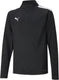 Puma teamliga 1 4 zip top jr unisex sportshirt - black- white