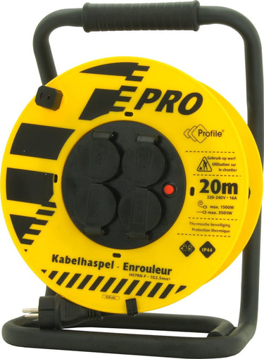 Profile kabelhaspel tuin - ip44 - 20 meter - 3x2,5mm² neopreen - penaarde