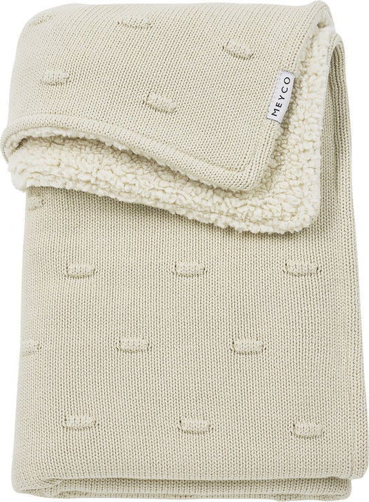 Meyco baby knots teddy ledikant deken - soft sand - 100x150cm - 2.0 tog