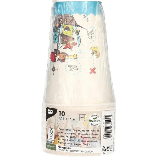 Papstar bekers pirate crew karton 0,2l ø7x9,7cm