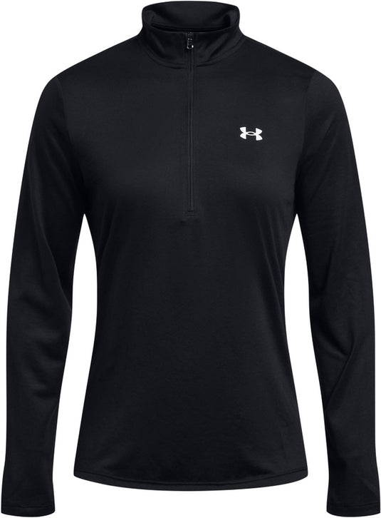 Under armour tech 1 2 zip- solid-blk dames sporttrui - zwart - wit