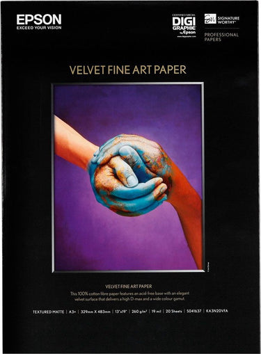 Epson velvet fine art paper, din a3+, 260g m², 20 vel