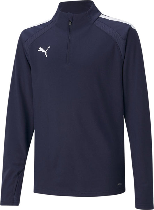 Puma teamliga 1 4 zip top jr unisex sporttop - navy- white