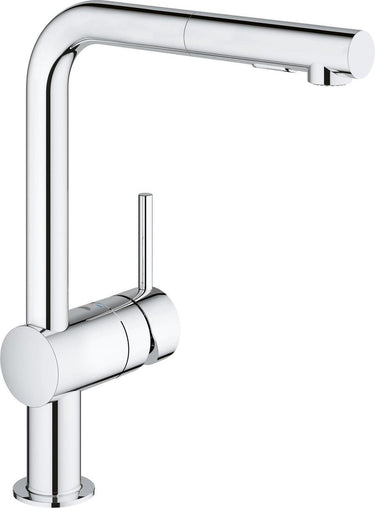 Grohe minta keukenkraan - hoge draaibare l-uitloop - met uittrekbare handdouche - chroom