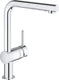 Grohe minta keukenkraan - hoge draaibare l-uitloop - met uittrekbare handdouche - chroom