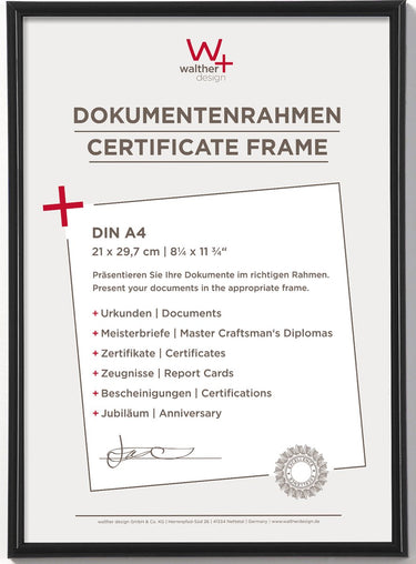 Walther galeria - kunststof lijst - fotoformaat 21x29,7 cm (din a4) - zwart