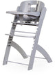 Childhome evosit meegroeistoel met eettablet - houten kinderstoel vanaf 6 maanden die meegroeit tot 85 kg - zitting en voetsteun verstelbaar zonder gereedschap - inclusief harnas en bumper - frame in beuk - stone grey