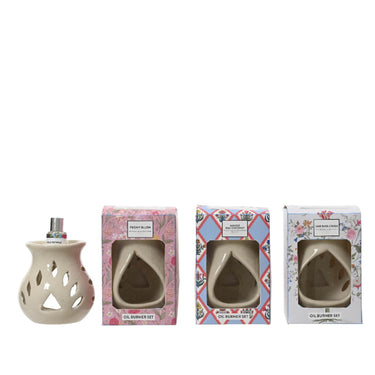 Decoris oliebrander keramiek met geurolie in cadeauverpakking 8.8cm x w.7.5cm x h.13cm