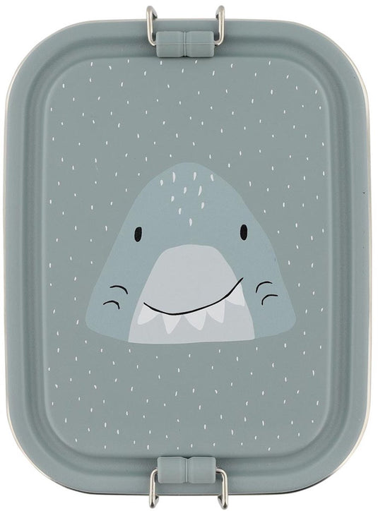 Trixie brooddoos klein - mr. shark- rsv lunchbox voor kinderen - makkelijk te openen broodtrommel – grijs – haai