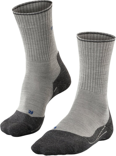Falke tk2 explore wool silk medium padding wol functioneel materiaal wandelsokken heren grijs - maat 42-43