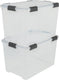 Iris airtight opbergbox - 70l - kunststof - transparant zwart - set van 2