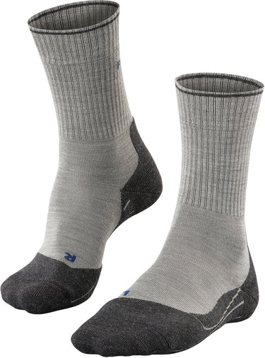 Falke tk2 explore wool silk medium padding wol functioneel materiaal wandelsokken dames grijs - maat 37-38