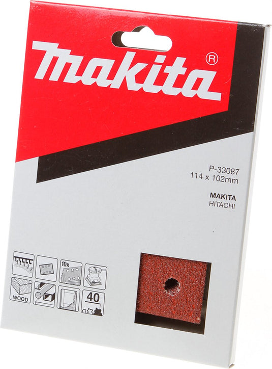 Makita p-33087 schuurvel red - vlak schuurvel - delta schuurvel - velcro - klittenband - k40 - 114 x 102mm (10stuks)
