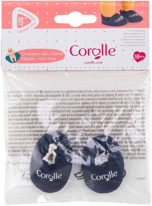 Corolle babypop slippers marineblauw - poppenkleding 30cm.